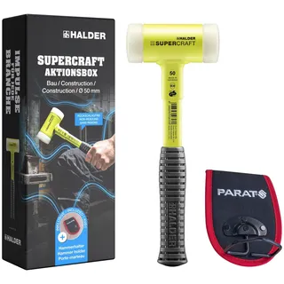 Halder SUPERCRAFT Aktionsbox Bau Schonhammer Ø 50 mm + PARAT Hammerhalter