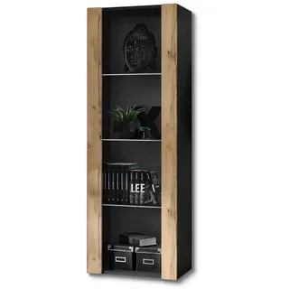 komodee Vitrine Schrank Tivoli 55 x 35 x 159 cm Schwarz/Braun