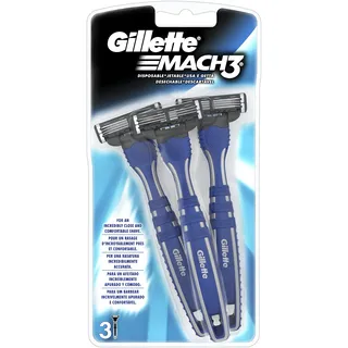 Gillette Mach3 Bartschneider für Herren, freihändiger Rasierer, 3 Rasierklingen mit 3 Klingen, einfaches Ausspülen, sehr gutes Gleiten mit Gleitgel, bis zu 15 Rasuren mit 1 Scherkopf, Einweg und