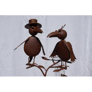 Regenmesser Vogelpaar Metall Gartendekoration Gartenstecker Vogelhochzeit