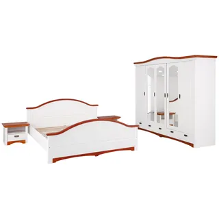 OTTO home Schlafzimmer-Set HOME AFFAIRE "Konrad" Schlafzimmermöbel-Sets weiß (weiß, kirschbaumfarben) Komplett-Schlafzimmer Komplettschlafzimmer Schlafzimmer mit 5-trg. Kleiderschrank, Bett 180200 cm und 2 Nachttischen