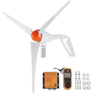 Vevor 500 W Windkraftanlage, 12 V Windgenerator, 3-Blatt-Windkraftgenerator mit Anemometer, MPPT-Regler und einstellbarer Windrichtung, geeignet für Zuhause, Bauernhof, Wohnmobile, Boote