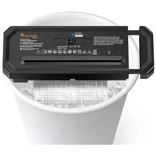 Bonsaii Aktenvernichter, 6-Blatt Streifenschnitt für Homeoffice, inklusive Kreditkartenvernichtung, P-2, Ausziehbarem Griff, geeignet für Abfallbehälter mit 31,5–39,5cm Durchmesser, S125-A