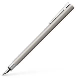 Faber-Castell - Füller Neo Slim Edelstahl Silber Matt, Feder EF | Edler Füllfederhalter mit schlankem Edelstahlschaft und hochwertiger Edelstahlfeder