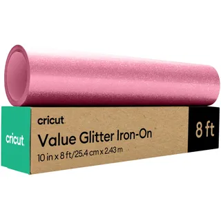 Cricut Plotterfolie Textil Glitzer Rosa | 25,4 cm x 2,4 m | Flexfolie Plotter Textil | Bügelfolie für Textilien | Für alle Cricut Iron On Folie Smart-Schneidemaschinen und Textilfolie Plotter
