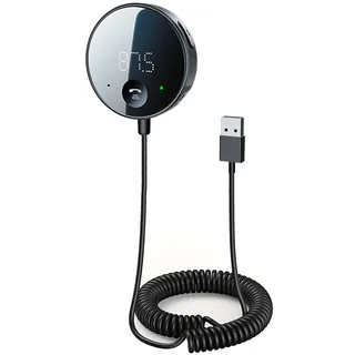 eppfun FM Transmitter & Aux Bluetooth Adapter Auto 3.5 Klinke Empfänger | mit Freisprecheinrichtung, LED-Display, unterstützt Klinke 3,5mm Ausgang und microSD-Karte, für Auto Lautsprecher