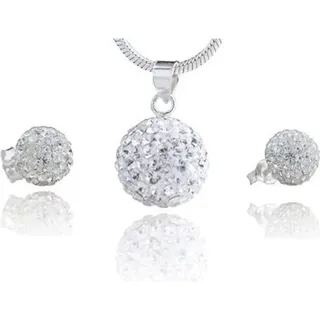 Karisma Schmuckset Karisma Damen Schmuck-Set 2 TLG Anhänger Kugel 10mm- Ohrstecker 8mm, Und Silber Kette 925 rhodiniert Mit Kristall Elements in Weiss