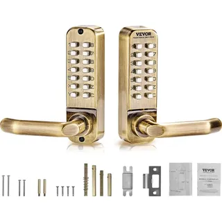 Vevor mechanisches schlüsselloses Türschloss mit doppelseitiger Tastatur (14 Tasten), schlüsselloses Türschloss mit Griff, Codeschloss für Haus Büro Außenzaun Hof (35-65 mm
