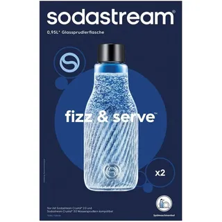 Sodastream Glas (Schwarz, Transparent) Crystal Riffled 0,95 L (2er-Pack)