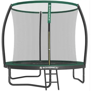 SONGMICS Gartentrampolin Ø 244/305/366/427 cm, Ø 244 cm, bis zu 80-150 kg belastbar, Trampolin mit Leiter und Sicherheitsnetz grün 244 cm