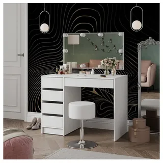 Vicco Schminktisch Thalia Weiß 100 cm mit LED Beleuchtung und Hocker