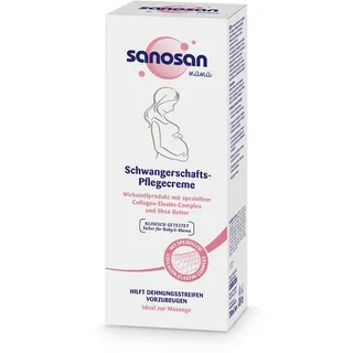 sanosan Schwangerschaftscreme klinisch getestet - Beugt Dehnungsstreifen & Schwangerschaftsstreifen vor - Schwangerschafts Pflegecreme ohne Paraffinöl, Farbstoffe, Silikone & Parabene (1x 200 ml)