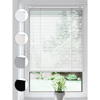 Sonello Jalousie Klemmfix ohne u. mit Bohren 65cm x 130cm Weiß Aluminium Jalousette, Klemmfix, Inkl. Halterung für Decken- u. Wandmontage Alu Jalousie Fenster u. Tür, Blickdicht freihängend weiß 65 cm x 130 cm