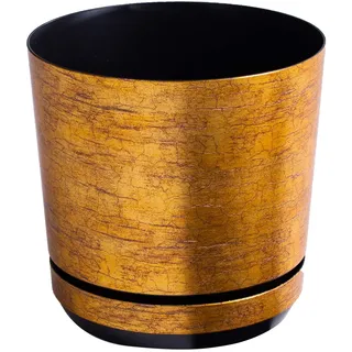 KORAD Blumentopf mit Drainagelöchern Antikes Gold 12 cm - Pflanzkübel aus Hochwertiger Kunststoff - Dekorativer Gold Topf für Pflanzen