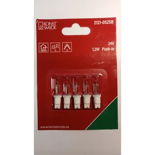 Konstsmide 2121-052SB Ersatzbirne für Minilichterketten , Glühlampe, / 24V 1,2W / 5er Blister / Steckfassung, Pack of 5, weiß