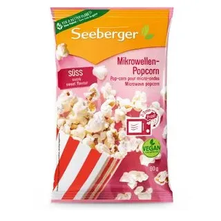 Seeberger Popcorn Mikrowellen-Popcorn, süß, 90g