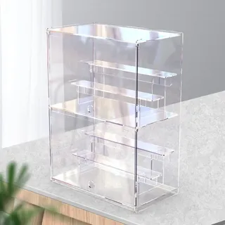 Nynelly Acryl Vitrine Schaukasten für Sammlung, 2 Etagen Transparent Sammlervitrine mit Tür und Regal für Präsentation von Figuren, Funko Pop, 30,5 x 17,5 x 42,5 cm