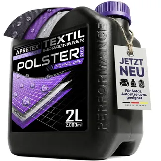 APRETEX 2L Polster Textil Imprägnierung - Fleckenschutz für Sofa, Couch, Autositze & Polstermöbel - Imprägnierspray für Teppich, Sessel & Wohnlandschaft PFAS-frei und Wasserabweisend