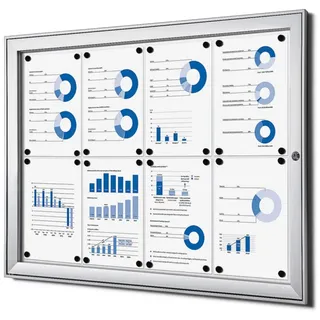 Schaukasten 8x A4 Alu Infokasten Plakatschaukasten wetterfest aussen 8xA4