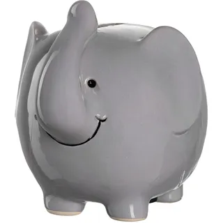 LEONARDO HOME Bambini Elefant Spardose, Keramik Sparschwein mit Schlüssel, Geschenk für Kinder, Jungen Mädchen, 11,5 cm, grau farbig, 039193