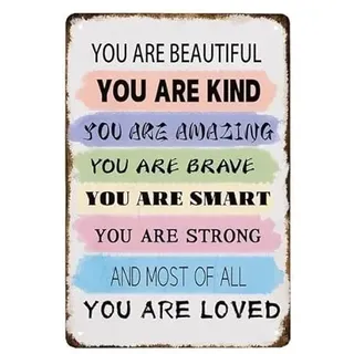 Positive Quotes You Are Loved You Are Beautiful, 20.3x30.5 cm, inspirierendes Deko-Schild, Geschenke für Teenager, Mädchen, Frauen, Zimmer, Ermutigung, Büroschilder, Freunde, Mitarbeiter