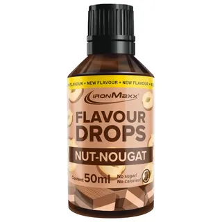 IronMaxx Flavour Drops - Nuss Nougat 50 ml | Zuckerfreie Aromatropfen mit Sucralose | Kalorienfrei & vielseitig einsetzbar | Ideal für Shakes & Desserts