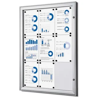 Showdown Displays Schaukasten S-Linie, Außen 9 x A4 magnetisch, extraflach, abschließbar