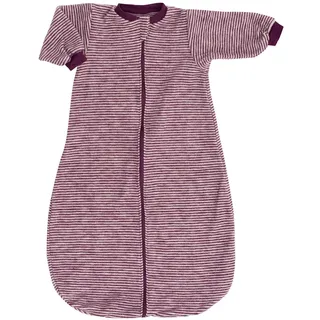 Lilano, Schlafstrampler Schlafsack Mit Arm, 100% Wollfrottee Flausch (kbT) (50-56, Beere Geringelt)