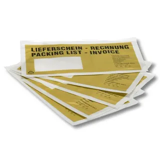 Livepac-Office 100 Lieferscheintaschen / DIN lang / "Lieferschein-Rechnung" / Farbe: gold