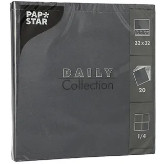 Papstar Servietten Daily Collection schwarz 2-lagig 32,0 x 32,0 cm, 20 St.