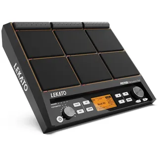 LEKATO Percussion Sampling Pad, Drum Sample Pad Set mit 9 anschlagdynamischen Drum Pads, Percussion Pad Strike Multipad mit über 600 Sounds, Display, USB MIDI, AUX, Looper, Triggering-Eingänge