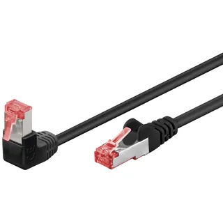 goobay CAT 6 Patchkabel, Highspeed, 90 Grad Stecker, Netzwerkkabel, Ethernet, PlayStation, Xbox, DSL, PimF, Schwarz,