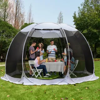 Alvantor Pavillon Screen House für 6, 10, 15 Personen, Pop-Up-Iglu-Zelt mit Moskitonetz an den Seiten, UV-beständiger Sonnenschutz für Garten, Terrasse, Hinterhof