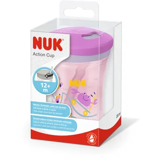 NUK Action Cup Trinklerntasse mit Trinkhalm lila, 230ml (10255600)