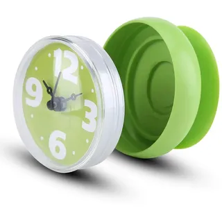 Nikou wasserdichte Duschuhr, Saugnapfuhr Badezimmeruhr Wanduhr Runde Mini Digitalen Zifferblatt Uhr für Badezimmer Wandfensterspiegel (Grün)