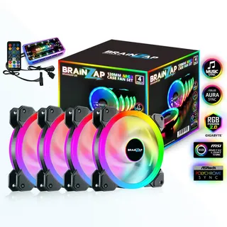 1-10x SET BRAINZAP 120mm LED A-RGB/RGB Silent Case Fan Set inkl. Controller Gehäuse Lüfter MSI Aura Asus Gigabyte Coolmoon (4x Lüfter + Controller)