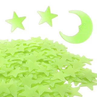 ALLY-MAGIC Leuchtsterne Kinderzimmer, Wandsticker Kinderzimmer, Leuchtsterne Selbstklebend, 201 Stück 3D Leuchtende Sterne und Mond, Erschaffen Sie einen Sternenhimmel für Decke und Wand E24-YGQT
