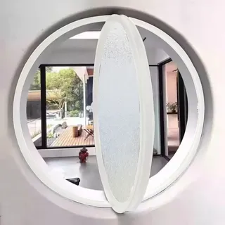 TWHZSAI Drehbares rundes Fenster aus Aluminiumlegierung, Bullauge-Fenster aus gehärtetem Glas zur Wandtion mit Griff, Flügelfenster zur Wohntion in der Küche, Weiß 2,40 cm