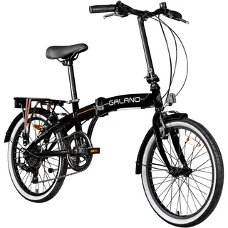 Galano 20 Zoll Klapprad Metropolis Fahrrad Faltrad Campingrad, Farbe:Schwarz