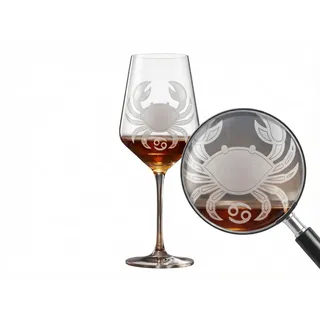 Valhalla Weinglas 350ml mit Krebs Sternzeichen Gravur spülmaschinenfest Geschenk, 1-tlg., Glas, Lasergravur, spülmaschinenfest, Geschenkidee, Sternzeichen Motiv weiß
