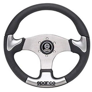 Sparco Universelles Sportlenkrad 'P222' - Schwartz/Grau Aluminium - Diameter 345mm