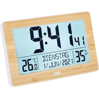 ADE Digitale XL-Funkuhr naturfarben