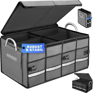 monzana MONZANA® Kofferraum Organizer Deckel 68L Trennwände Wasserdicht Faltbar Verstärkte Wände rutschfest Kofferraumtasche Kofferraumbox Autotasche Grau