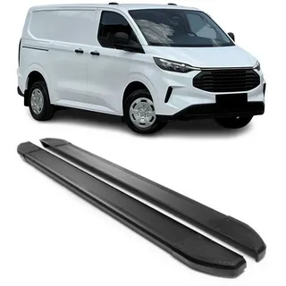 Omac Trittbretter Seitenschweller kompatibel mit Ford Transit Custom 2023-2026 L1 Schwarz Alu 2X