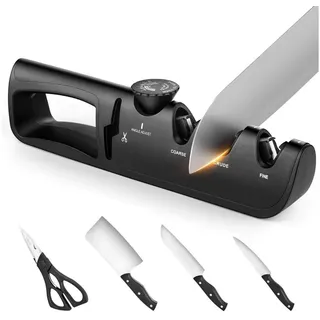 YI Messerschärfer 4 in 1 Messerschärfer Edelstahl Schärfer Messerschleifer schwarz