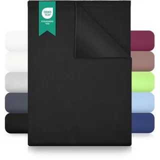 Green Mark Textilien Bettlaken Baumwolle 180 x 275 cm schwarz