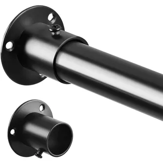 Verstellbare Schwarz Kleiderstange, Ausziehbare Kleiderstange für Schrank, Edelstahl Schrankstange für Balkon und Badezimmer 70cm-193cm, 25MM