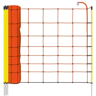 50m VOSS.farming Elektrozaun-Netz, Schafzaun, Schafnetz, 90cm, 1 Spitze, orange Litze