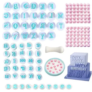 Kiswleon 146 Fondant Ausstecher,Buchstaben Ausstecher für Fondant,Großbuchstaben Kleinbuchstaben Zahlen und Ausstechformen,Buchstaben für Torte für Cookie,Tortendeko,Plätzchen