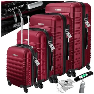 Kesser KESSER® 4tlg. Hartschalenkofferset Hartschalenkoffer Reisekoffer Set Reisekofferset Trolley Koffer Inkl. Kofferwaage + Gepäckanhänger Rollkoffer Schloss 4 Rollen ABS-Hartschale Teleskopgriff S-M-L-XL